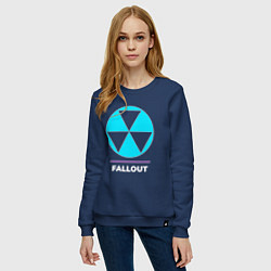 Свитшот хлопковый женский Символ Fallout в неоновых цветах, цвет: тёмно-синий — фото 2