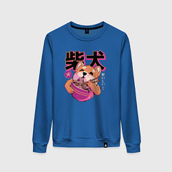 Свитшот хлопковый женский Japanese Shibu Inu, цвет: синий