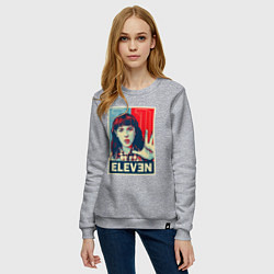 Свитшот хлопковый женский Stranger Things Eleven, цвет: меланж — фото 2