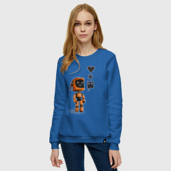 Свитшот хлопковый женский Оранжевый робот с логотипом LDR, цвет: синий — фото 2