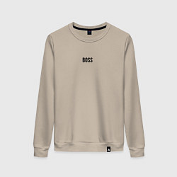 Свитшот хлопковый женский Boss Black Text, цвет: миндальный