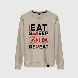 Женский свитшот Надпись: Eat Sleep Zelda Repeat