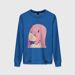 Свитшот хлопковый женский Zero Two крупный план, цвет: синий