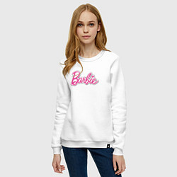 Свитшот хлопковый женский Barbie logo, цвет: белый — фото 2