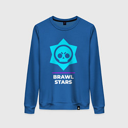 Свитшот хлопковый женский Символ Brawl Stars в неоновых цветах, цвет: синий