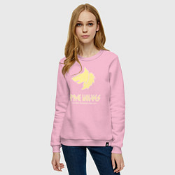 Свитшот хлопковый женский Космические волки лого винтаж, цвет: светло-розовый — фото 2
