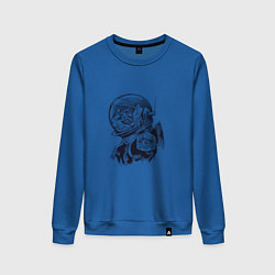 Свитшот хлопковый женский Котик - Космонавт, цвет: синий