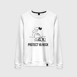 Свитшот хлопковый женский WU Protect Ya Neck, цвет: белый