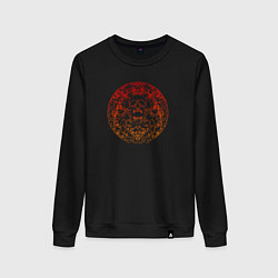 Свитшот хлопковый женский Skull red orange gradient, цвет: черный