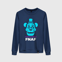 Свитшот хлопковый женский Символ FNAF в неоновых цветах, цвет: тёмно-синий
