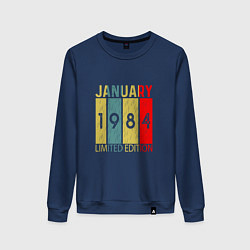 Свитшот хлопковый женский 1984 - Январь, цвет: тёмно-синий