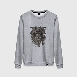 Свитшот хлопковый женский Самурай Ирезуми, цвет: меланж