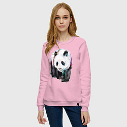 Свитшот хлопковый женский Панда - акварель, цвет: светло-розовый — фото 2