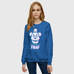 Свитшот хлопковый женский FNAF в стиле glitch и баги графики, цвет: синий — фото 2