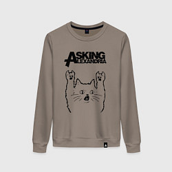 Свитшот хлопковый женский Asking Alexandria - rock cat, цвет: утренний латте