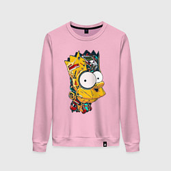 Свитшот хлопковый женский Cyber-Bart - Simpsons family, цвет: светло-розовый