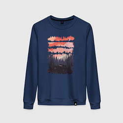 Свитшот хлопковый женский Бездорожье и закат, цвет: тёмно-синий