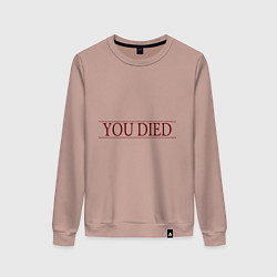 Свитшот хлопковый женский Dark Souls - You Died, цвет: пыльно-розовый