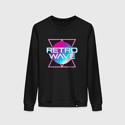 Свитшот хлопковый женский Retrowave Neon, цвет: черный