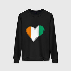 Свитшот хлопковый женский Сердце - Ирландия, цвет: черный