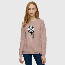 Свитшот хлопковый женский Volkswagen - art logo, цвет: пыльно-розовый — фото 2