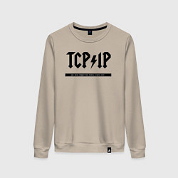 Свитшот хлопковый женский TCPIP Connecting people since 1972, цвет: миндальный