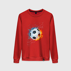 Свитшот хлопковый женский Футбол - противостояние стихий, цвет: красный