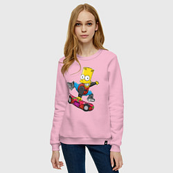 Свитшот хлопковый женский Барт Симпсон - крутой скейтбордист, цвет: светло-розовый — фото 2