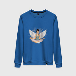 Свитшот хлопковый женский Ангельская медитация домохозяйки, цвет: синий