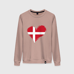 Свитшот хлопковый женский Сердце - Дания, цвет: пыльно-розовый