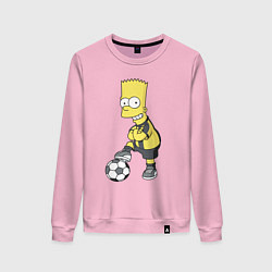 Свитшот хлопковый женский Барт Симпсон - крутой футбольный форвард, цвет: светло-розовый