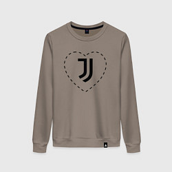 Свитшот хлопковый женский Лого Juventus в сердечке, цвет: утренний латте
