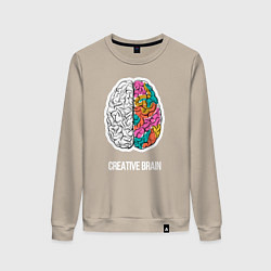 Свитшот хлопковый женский Creative Brain, цвет: миндальный