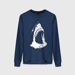 Свитшот хлопковый женский Огромная акулья пасть, цвет: тёмно-синий