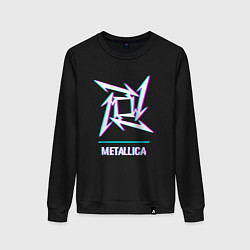 Свитшот хлопковый женский Metallica glitch rock, цвет: черный