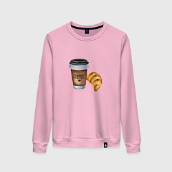 Свитшот хлопковый женский Кофе с круассаном, цвет: светло-розовый