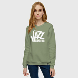 Свитшот хлопковый женский Jazz - саксофон, цвет: авокадо — фото 2