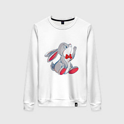 Свитшот хлопковый женский Заяц с бантиком, цвет: белый