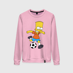 Женский свитшот Барт Симпсон бьёт по футбольному мячу