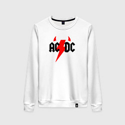 Свитшот хлопковый женский AC DC - рога, цвет: белый