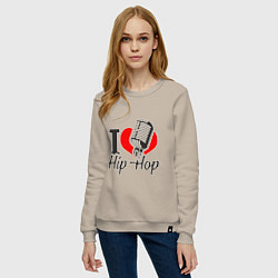Свитшот хлопковый женский Love Hip Hop, цвет: миндальный — фото 2