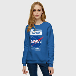 Свитшот хлопковый женский Nasa - Logo, цвет: синий — фото 2