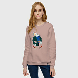 Свитшот хлопковый женский Доктор Ливси шагает под фонк мем, цвет: пыльно-розовый — фото 2