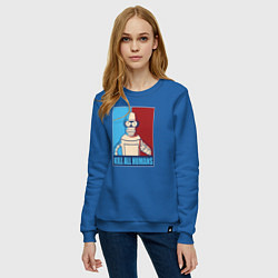 Свитшот хлопковый женский Bender Futurama, цвет: синий — фото 2