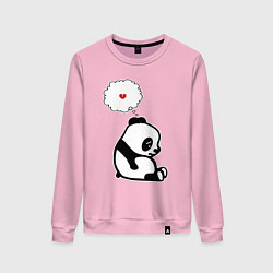 Свитшот хлопковый женский Панда о разбитом сердце, цвет: светло-розовый
