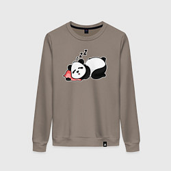 Свитшот хлопковый женский Дрыхнущая панда, цвет: утренний латте