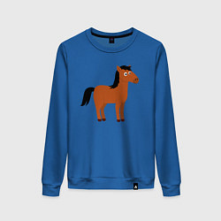 Свитшот хлопковый женский Забавная лошадь, цвет: синий