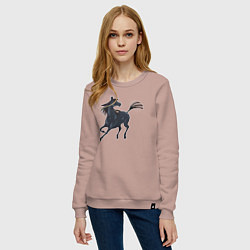Свитшот хлопковый женский Лошадь мустанг, цвет: пыльно-розовый — фото 2