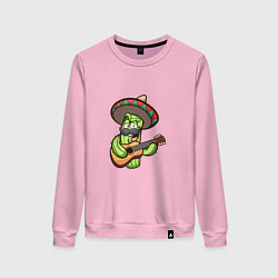 Свитшот хлопковый женский Кактус - Мексиканец, цвет: светло-розовый