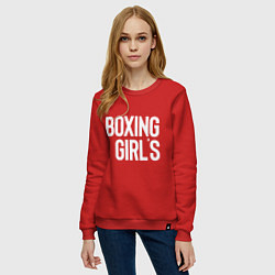 Свитшот хлопковый женский Boxing girls, цвет: красный — фото 2